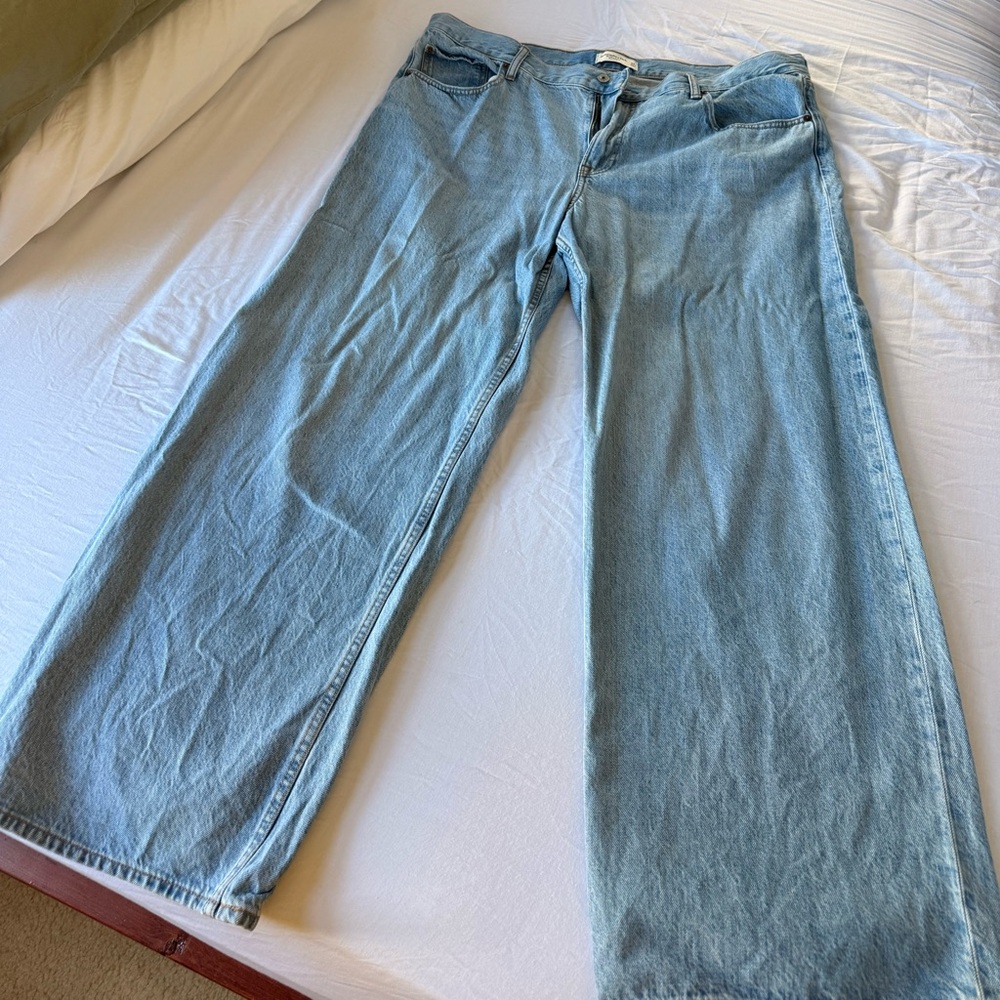 Abercrombie & Fitch Pale Blue Wide-Leg Jeans
